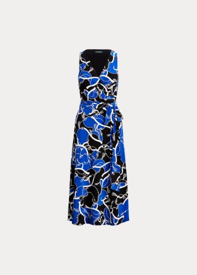 Vestidos Ralph Lauren Mujer Azules / Negros - Print Tie-Waist Jersey - NQVTP0594